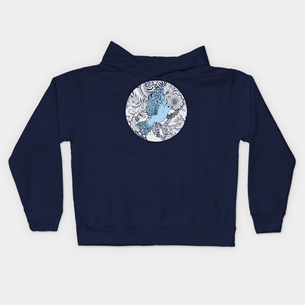 Flight of Fancy - navy, blue, grey Kids Hoodie by micklyn